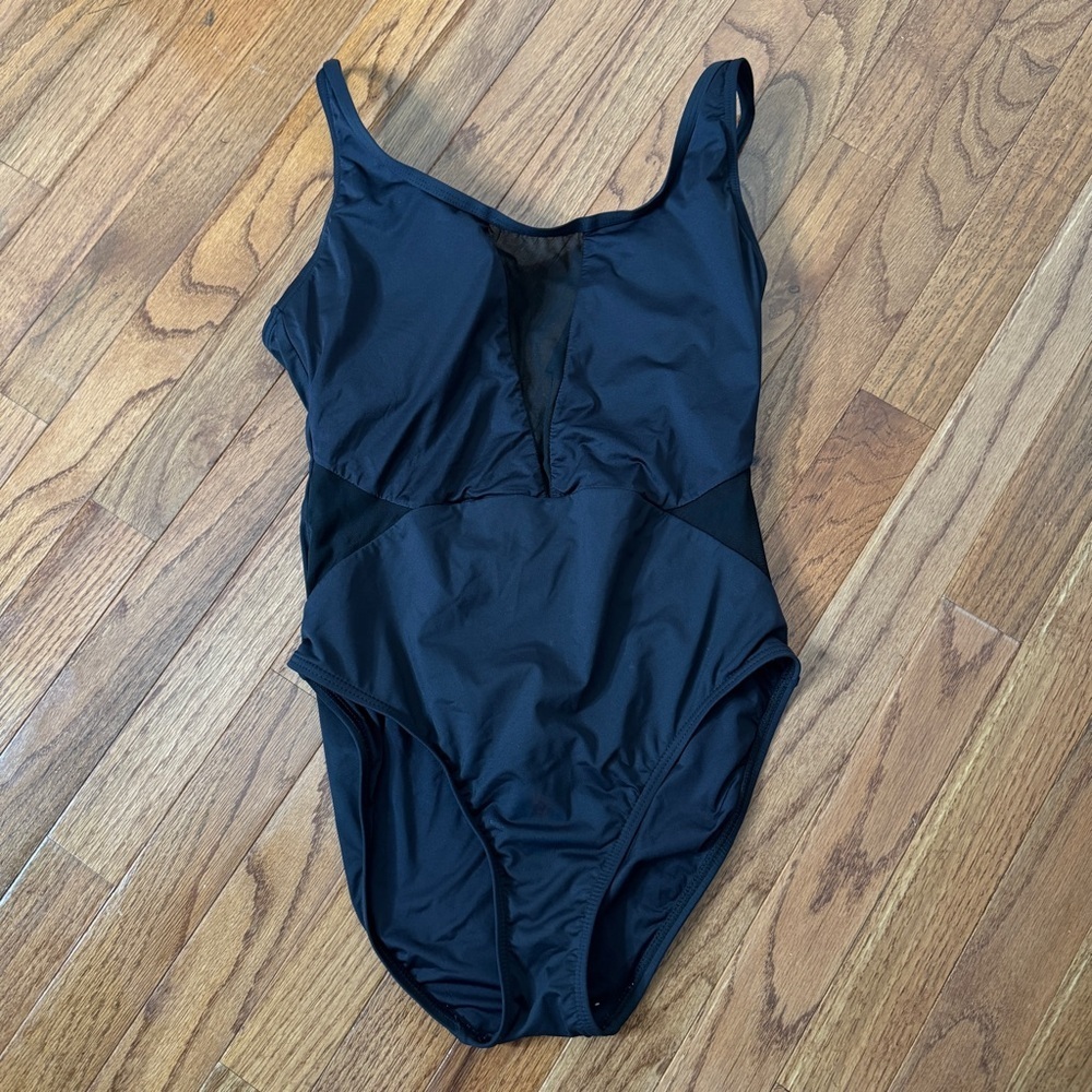 La Blanca Women’s Vintage Swimsuit Sheer Panals Black Size 10